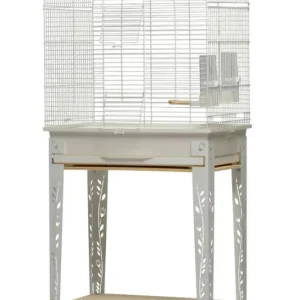 Grasparkieten Kooi Patio met Standaard | Zolux | Voor kleine vogelsoorten | Wit | 53X33X144 CM