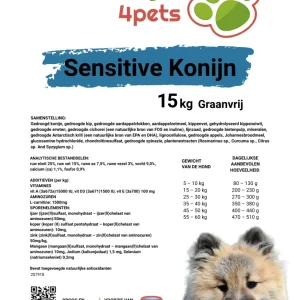Natuurlijk-4pets Sensitive konijn 15 kilo
